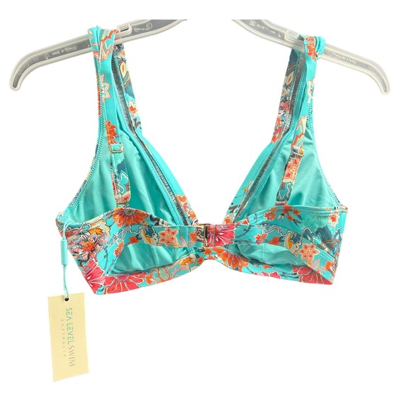 Sealevel NWT Dominica Cross Front Multifit Bra Top Aqua Size 10 MSRP $85 - Picture 2 of 2